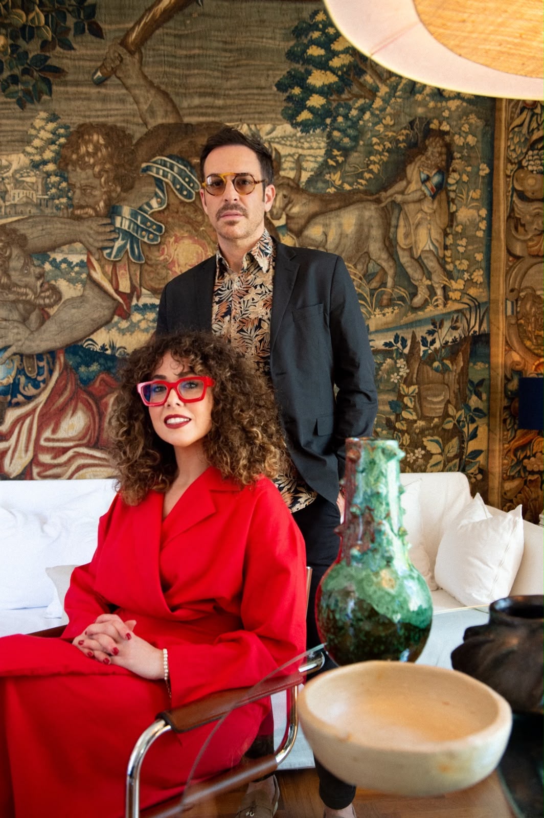 Elena Bonannini e Lorenzo Lazzeroni (fondatori do Vicode) a Palazzo Lancia nellos tudio di Alessandra Vitale allestiscono per open house Roma