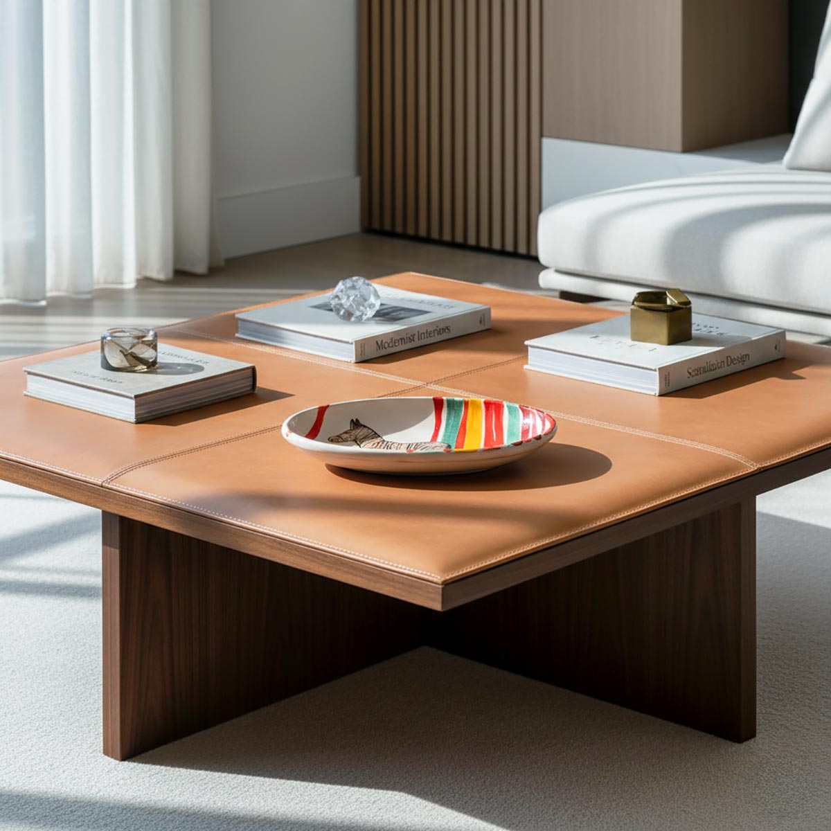 Primo piano della figura della zebra tracciata con segno naif sul piatto dipinto a mano.