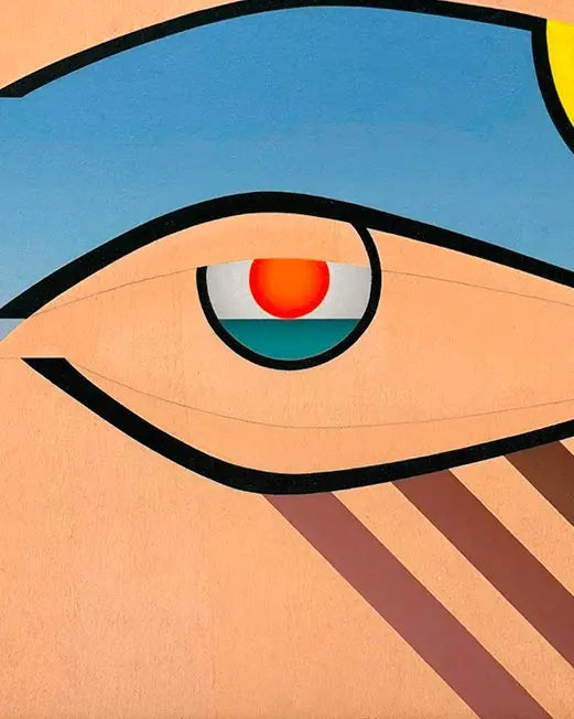quadro di design moderno, occhio grafico colorato su sfondo arancio