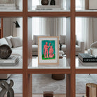 Disegno a colori Il Rito Sospeso di Massimiliano Precisi con cornice in legno naturale.