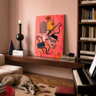 dettaglio del Quadro Noir Contemporaneo di Uodi ambientato in una zona living moderna di design stile sottsass