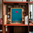 Quadro paesaggio notturno Matteo Balistreri "Notturno con Aquilone rosa, falò e onde".