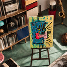 dettaglio del Quadro Pantera di Uodi Originale ambientato in uno studio di design dell'artista stile sottsass