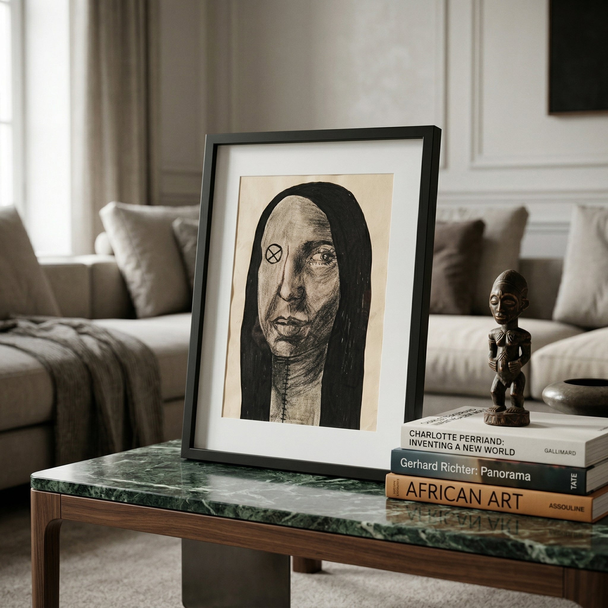 Quadro espressionista Precisi "Sguardo Suturato", collezione Sguardi Stratificati.