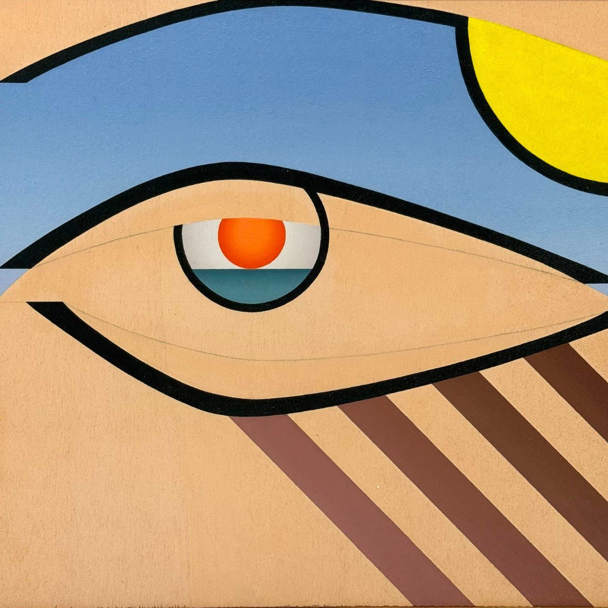 Quadro metafisico (40x54 cm) esposto come punto focale in un living contemporaneo.