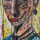 Visione d'insieme del pezzo unico che mostra la sintesi visiva tra ritratto classico e pop art.