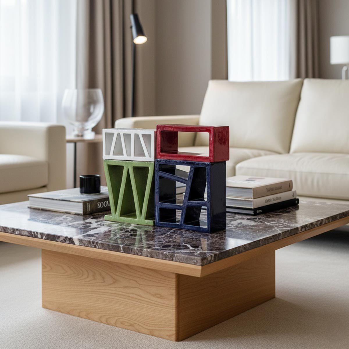 Ombra Vermiglia illuminata dalla luce calda di una lampada, che proietta lunghe ombre definite.