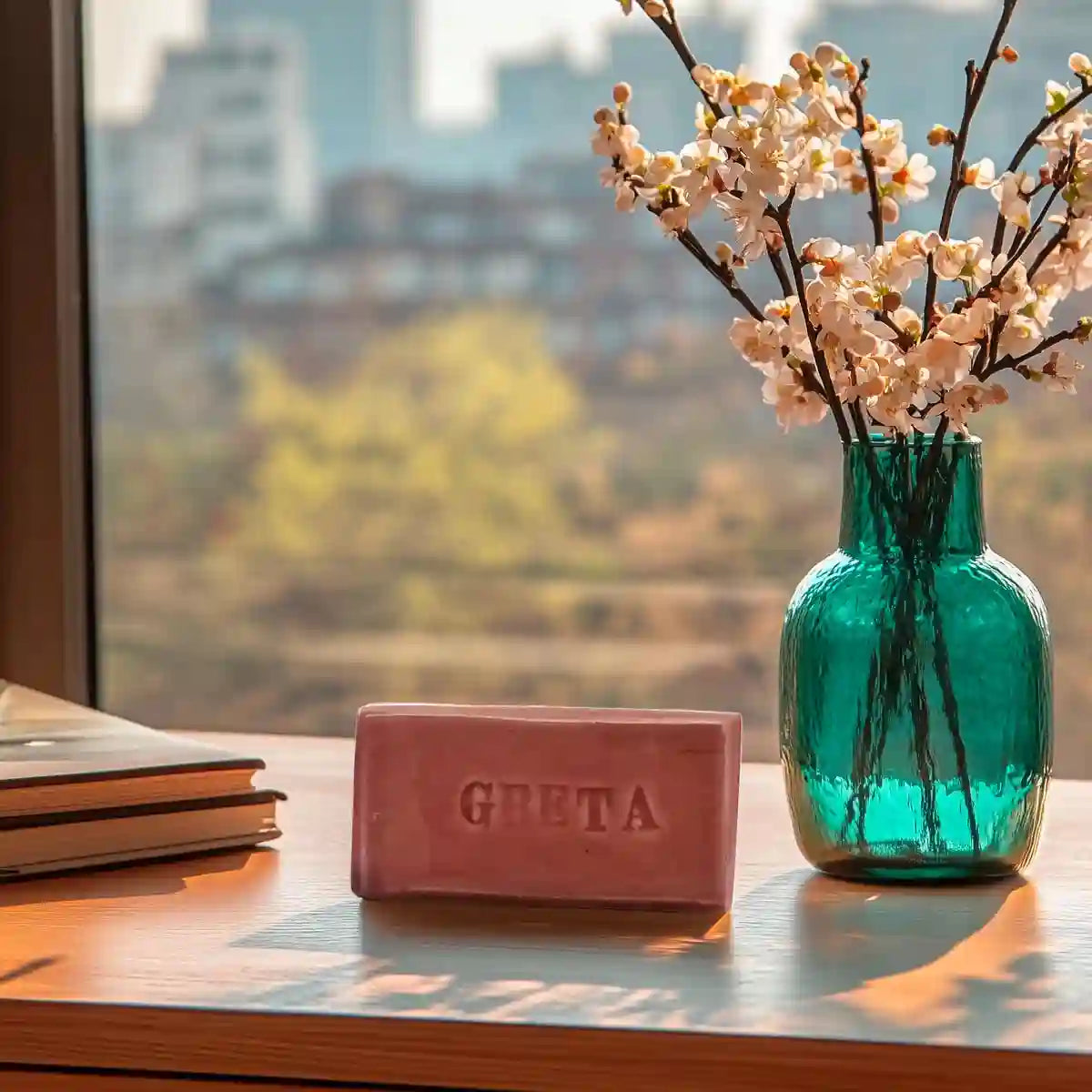 Esempi di sculture personalizzate con nome in vari colori: blu, verde e giallo.