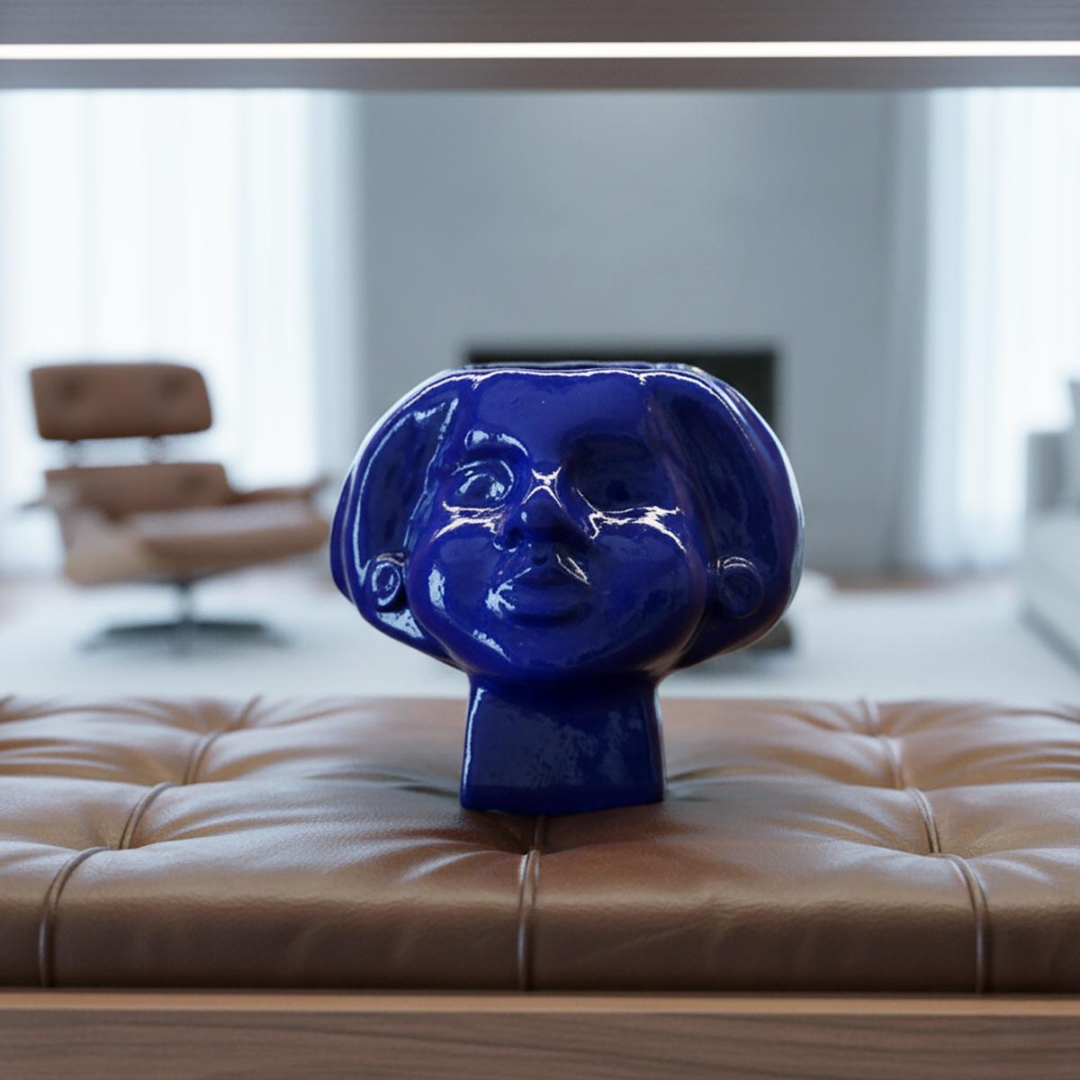 Dettaglio delle forme astratte che definiscono i lineamenti della testa lunare Selena.