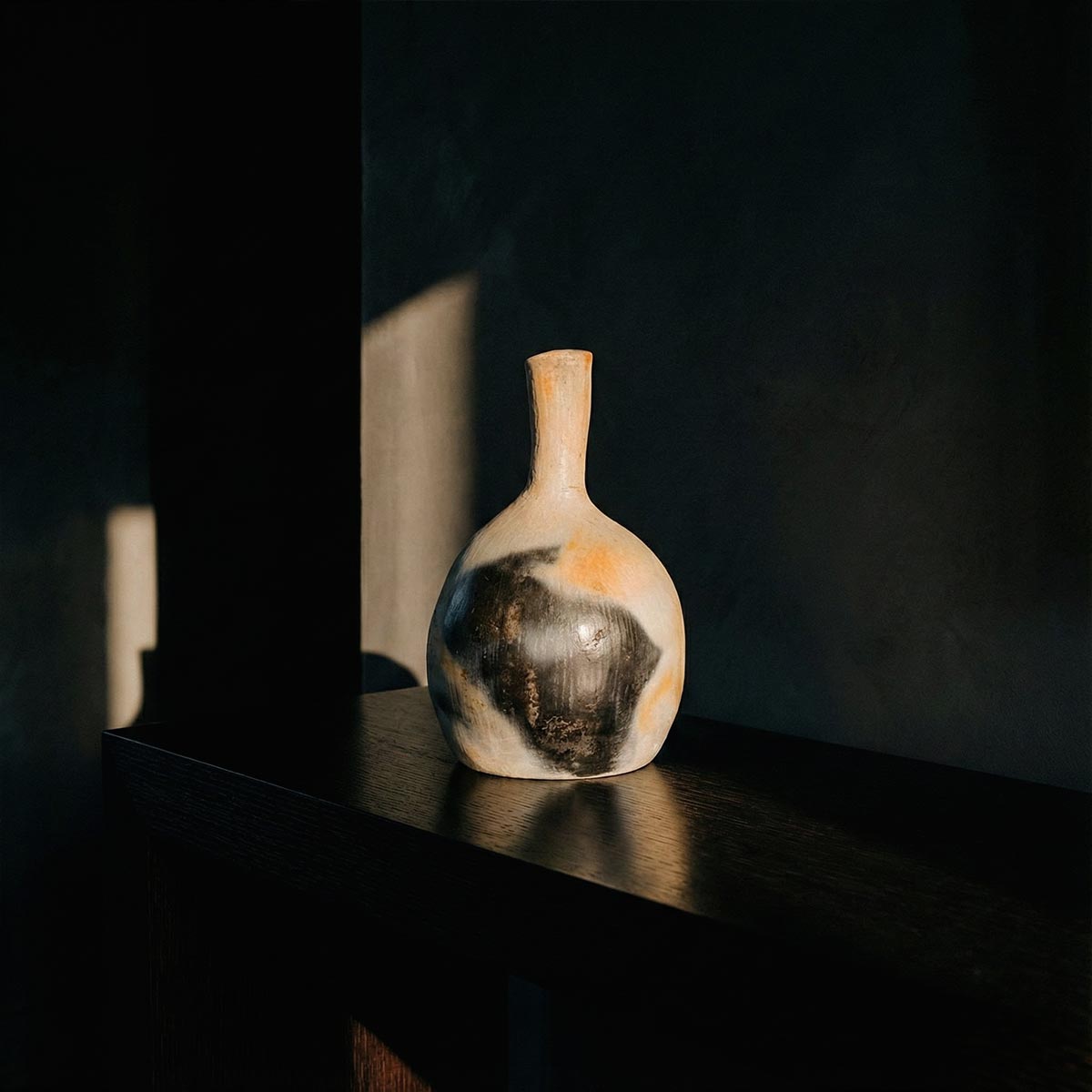 Vaso avorio maculato scultura ceramica con illuminazione d'atmosfera
