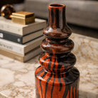 Ceramica artistica forma totemica con colature di smalto scuro