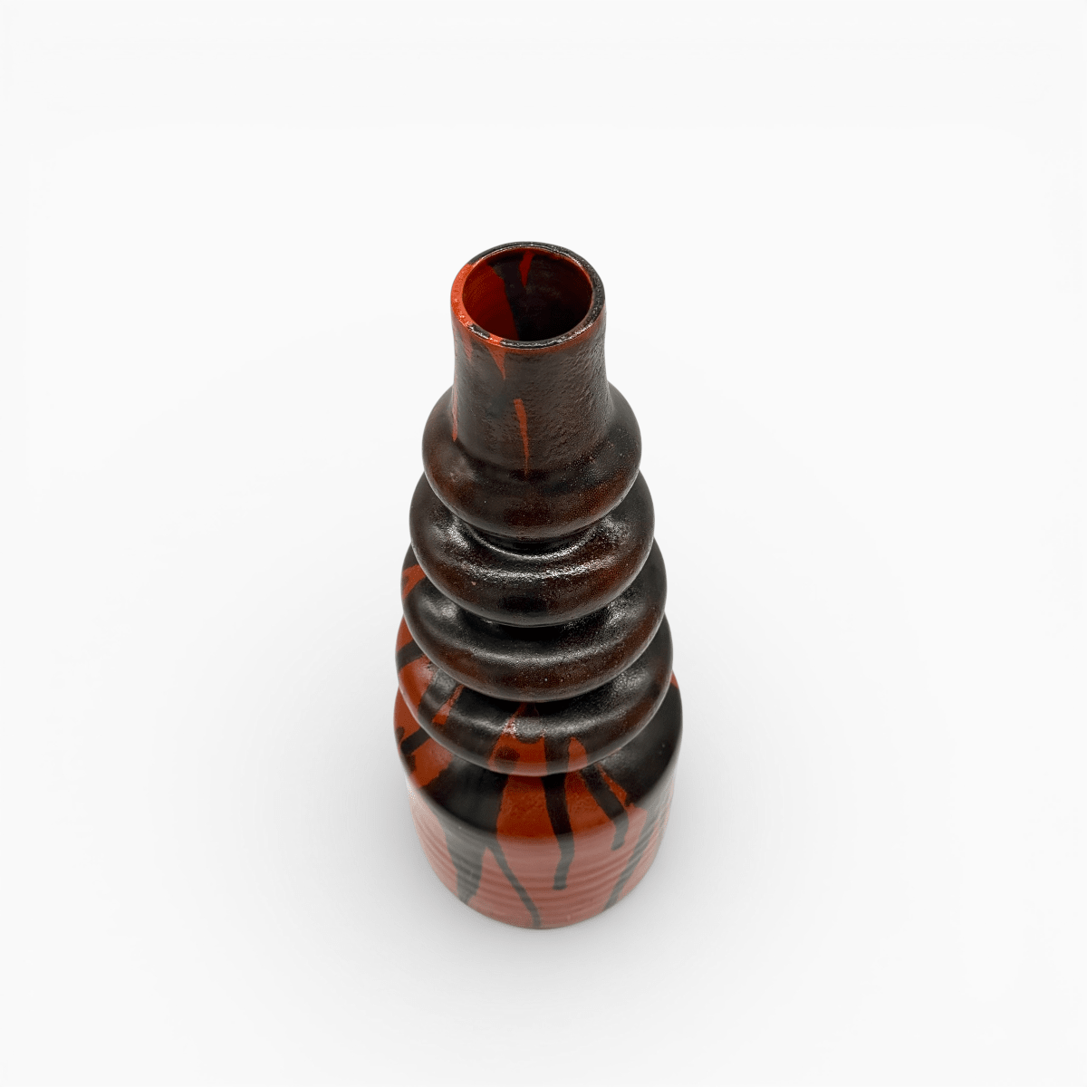 Vaso ceramica lavorazione a tornio e smaltatura drip