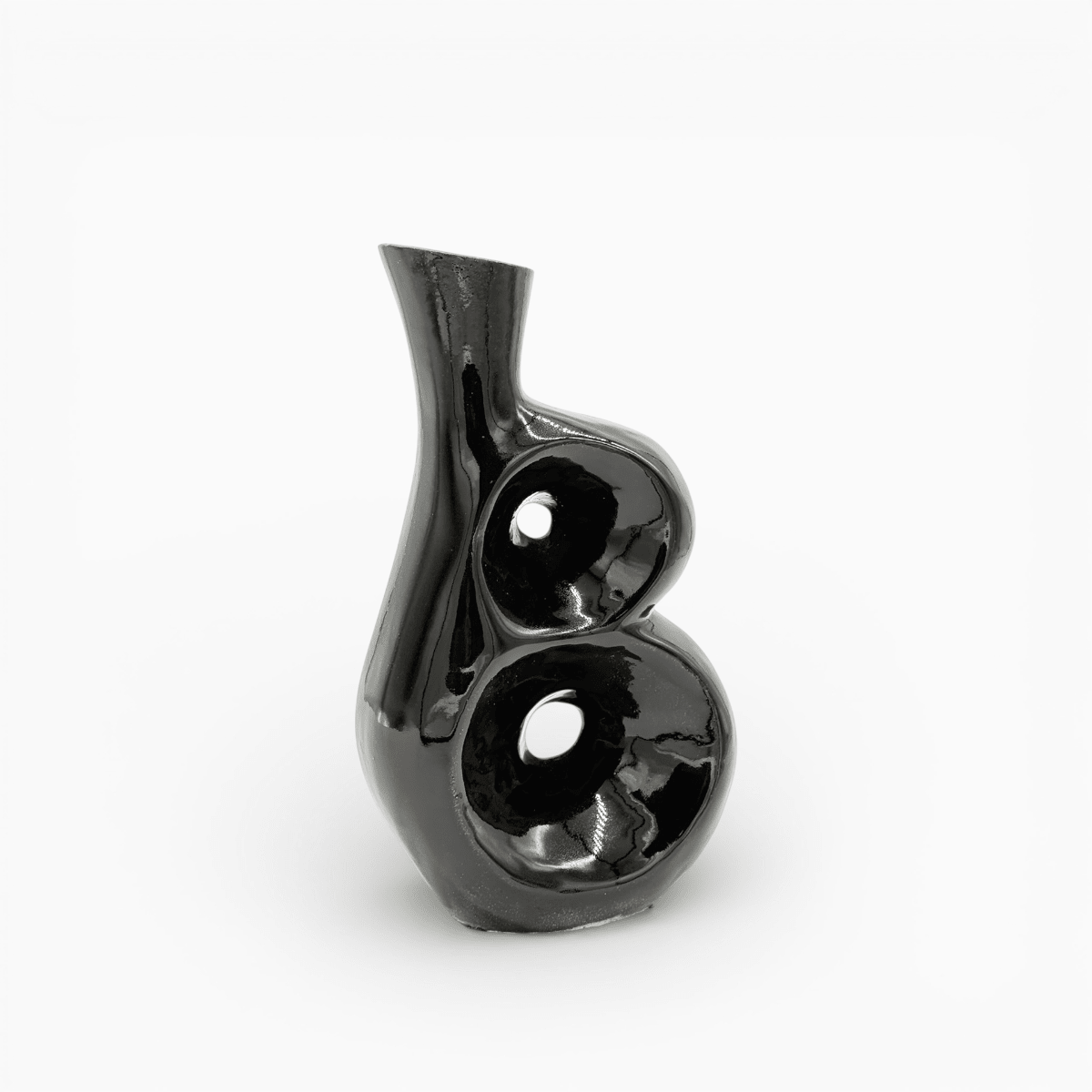 Vaso Scultoreo Nero in Ceramica Eclissi Materica - Vicode