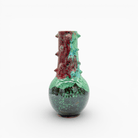 Oggetto d'arte ceramica base verde muschio e collo colorato