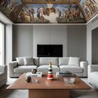 Vaso ceramica colorato Sipario Audace di Artema Galli, design scultoreo postmoderno.